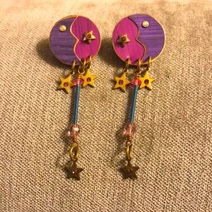 Vintage moon and star earrings